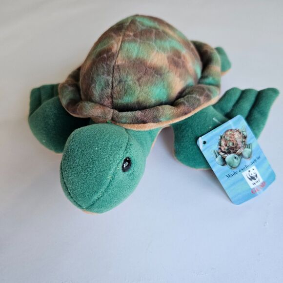 New Gund Sea Turtle WWF Colaboration Dark Green and Browns 10" Plushy - Picture 1 of 8